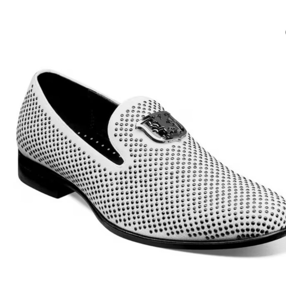 Stacy Adams Other - Stacy Adam’s swagger rhinestone loafers men’s size 8.5 w white black silver